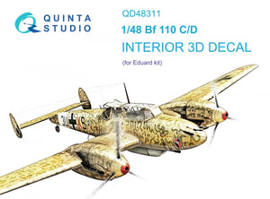 Quinta Studio QD48311 Bf 110C/D 3D-Printed &amp;amp; coloured Interior on decal paper (Eduard) 1/48