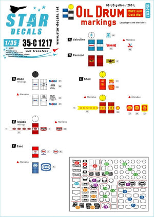 Star Decals 35-C1217 Marquages ​​pour fûts d&amp;#39;huile 1/35
