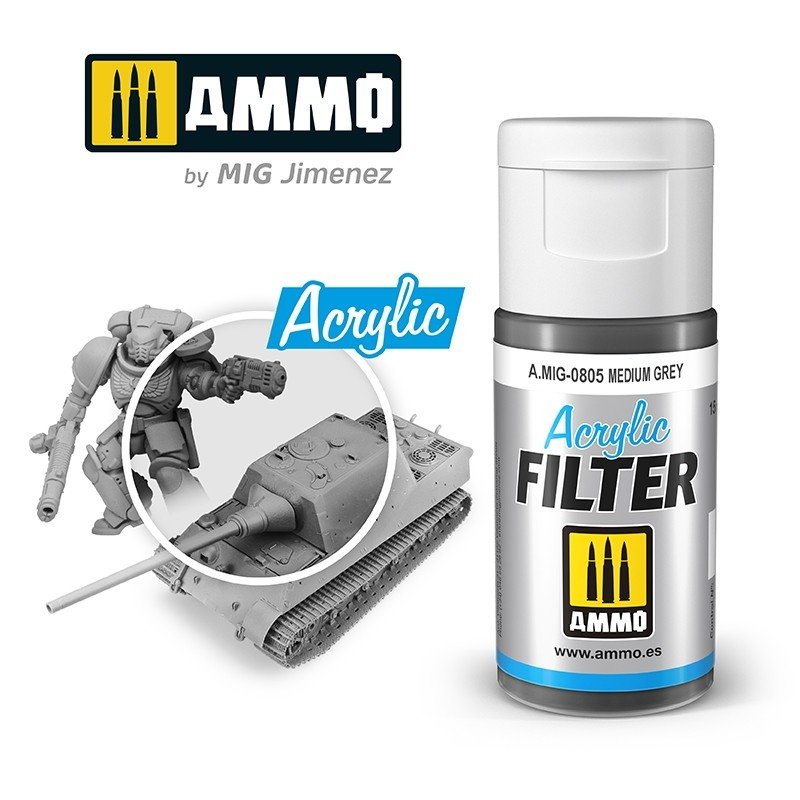 Ammo of Mig 0805 ACRYLIC FILTER Medium Gray 15 ml