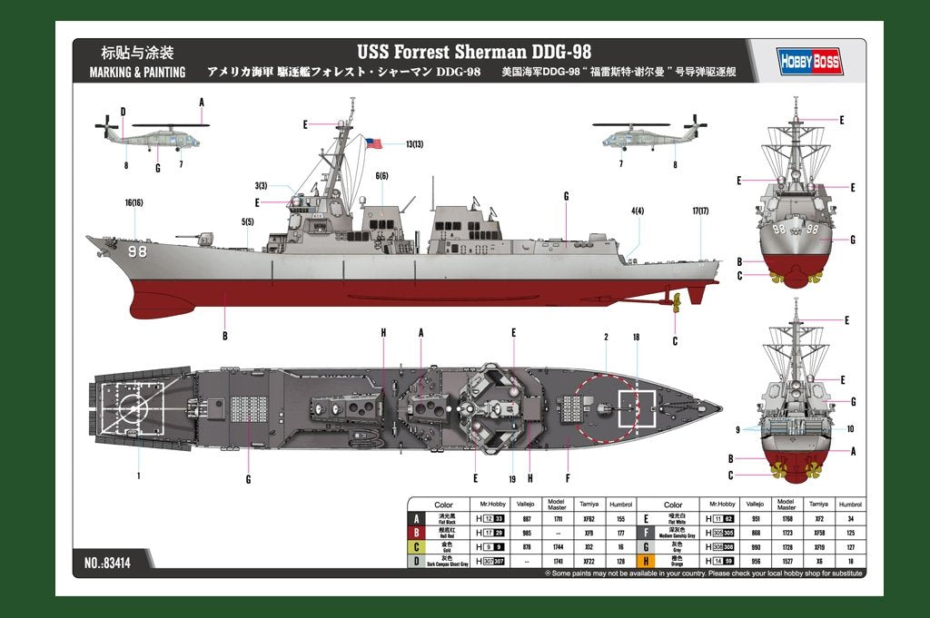 Hobby Boss 83414 USS Forrest Sherman DDG-98 1/700 – immagine 4
