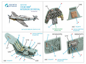 Quinta Studio QD72169 Bf 109G 3D-Printed coloured Interior on decal paper (Eduard) 1/72 – immagine 2