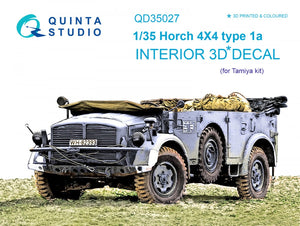 Quinta Studio QD35027 Horch 4X4 type 1a 3D-Printed &amp;amp; coloured Interior on decal paper (for Tamiya kit) 1/35