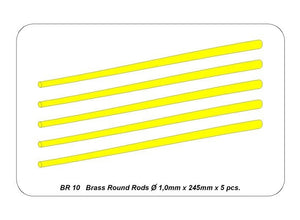 Aber BR10 Pręty mosiężne Ø 1,0mm długość 245mm x 5 szt. / Brass round rods Ø 1,0mm length 245mm x 5 pcs. – imagen 4