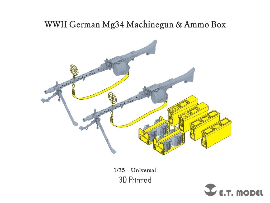 ET Model P35-213 WWII German Mg34 Mitrailleuse et boîte de munitions 1/35