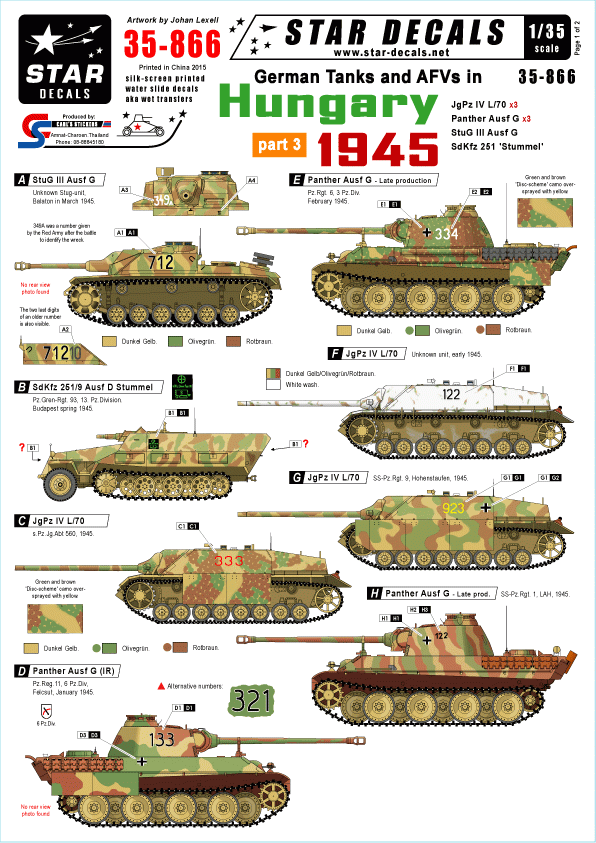 Star Decals 35-866 Hongrie 1945 3 1/35