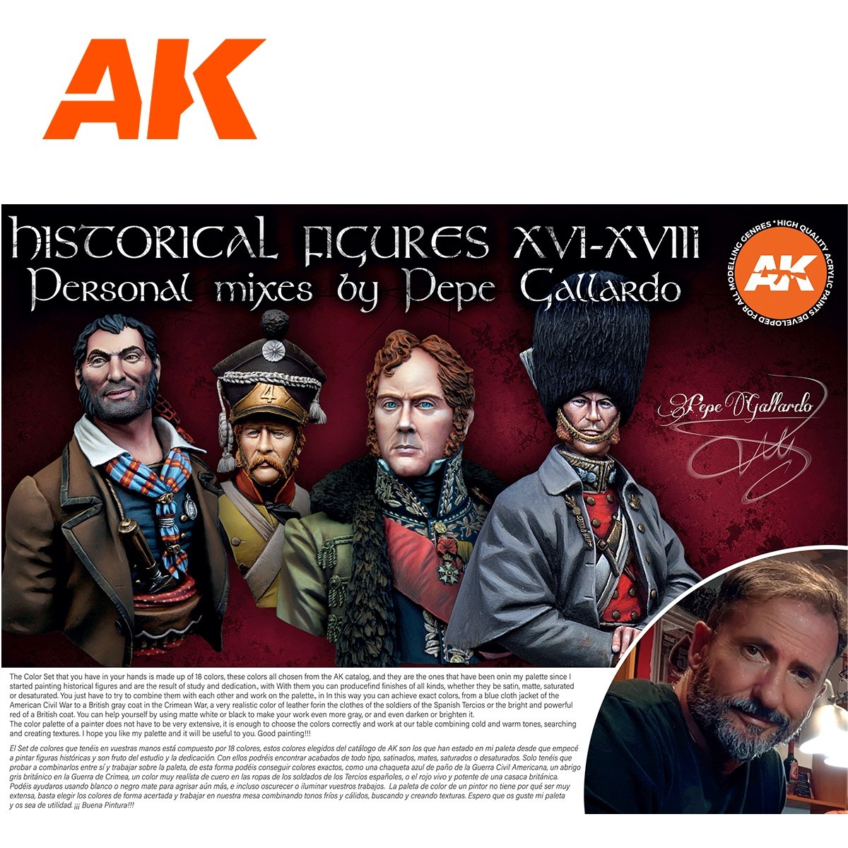AK Interactive AK11762 SIGNATURE SET – HISTORICAL FIGURES P. XVI-XVIII BY PEPE GALLARDO PAINT SET 18x17 ml – image 6