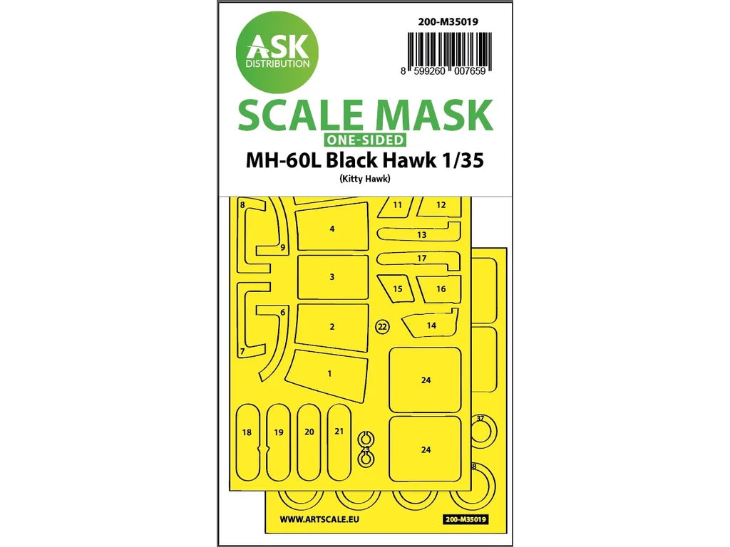 Art Scale Kit M35019 MH-60 L Black Hawk One-Sided Express Fit Painting Mask for Kitty Hawk 1/35