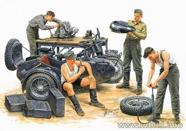 Master Box 3560 Équipe de réparation de motos allemandes (1/35) – image 2