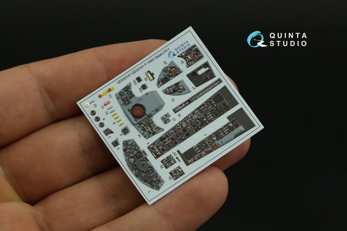 Intérieur imprimé en 3D et coloré sur papier décalcomanie (Italeri) pour F-104G (Quinta Studio QDS-32141) (petite version) 1/32 – image 3