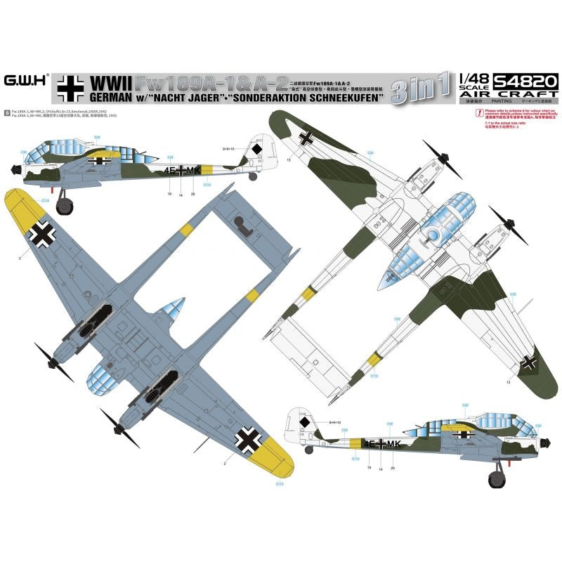 Great Wall Hobby S4820 Fw189A-1&amp;amp;A-2 /w &amp;quot;Nacht Jager&amp;quot; - &amp;quot;Sonderaktion Schneekufen&amp;quot; 1/48 – image 3