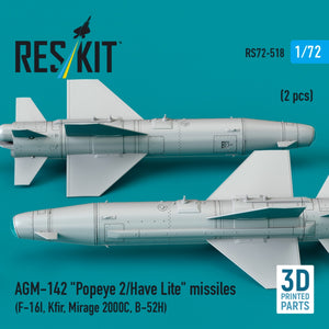 RESKIT RS72-0518 AGM-142 &amp;quot;Popeye 2/Have Lite&amp;quot; missiles (2 pcs) (3D Printed) 1/72 – immagine 3