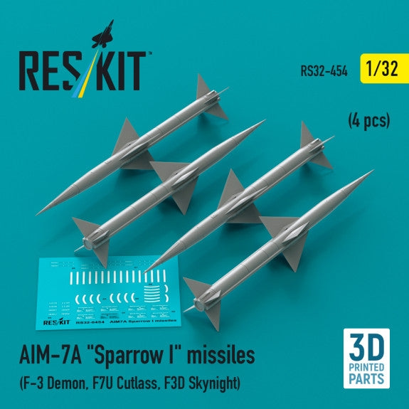 RESKIT RS32-0454 AIM-7A "Sparrow I" missiles (4 pcs) (3D Printed) 1/32