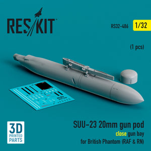 RESKIT RS32-0486 SUU-23 20mm gun pod (close gun bay) for British Phantom (RAF &amp;amp; RN) (1 pcs) (3D Printed) 1/32 – imagen 2