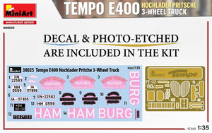 MiniArt 38025 TEMPO E400 HOCHLADER PRITSCHE 3-WHEEL TRUCK 1/35 – zdjęcie 9
