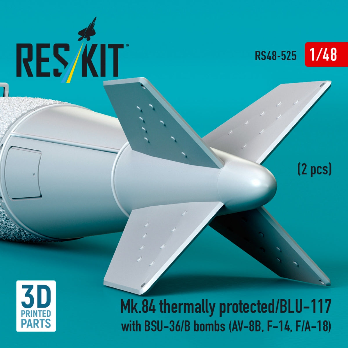 RESKIT RS48-0525 Mk.84 thermally protected/BLU-117 with BSU-36/B bombs (2 pcs) (3D Printed) 1/48 – Bild 3