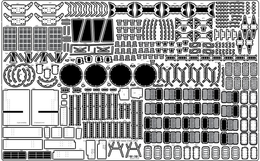 Pontos 23005F1 USS BB-61 Iowa 1944 Ensemble de détails (Pont en bois teinté bleu 20B) (1/200)  – image 20