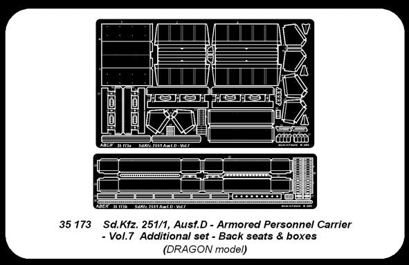 Aber 35173 Sd.Kfz. 251/1 Ausf.D. partie 7 sièges arrière et compartiments de rangement (DRA) (1/35) – image 2