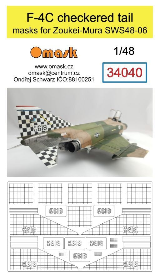 Omask 34040 F-4C checkered tail masks for Zoukei-Mura SWS48-06 1/48