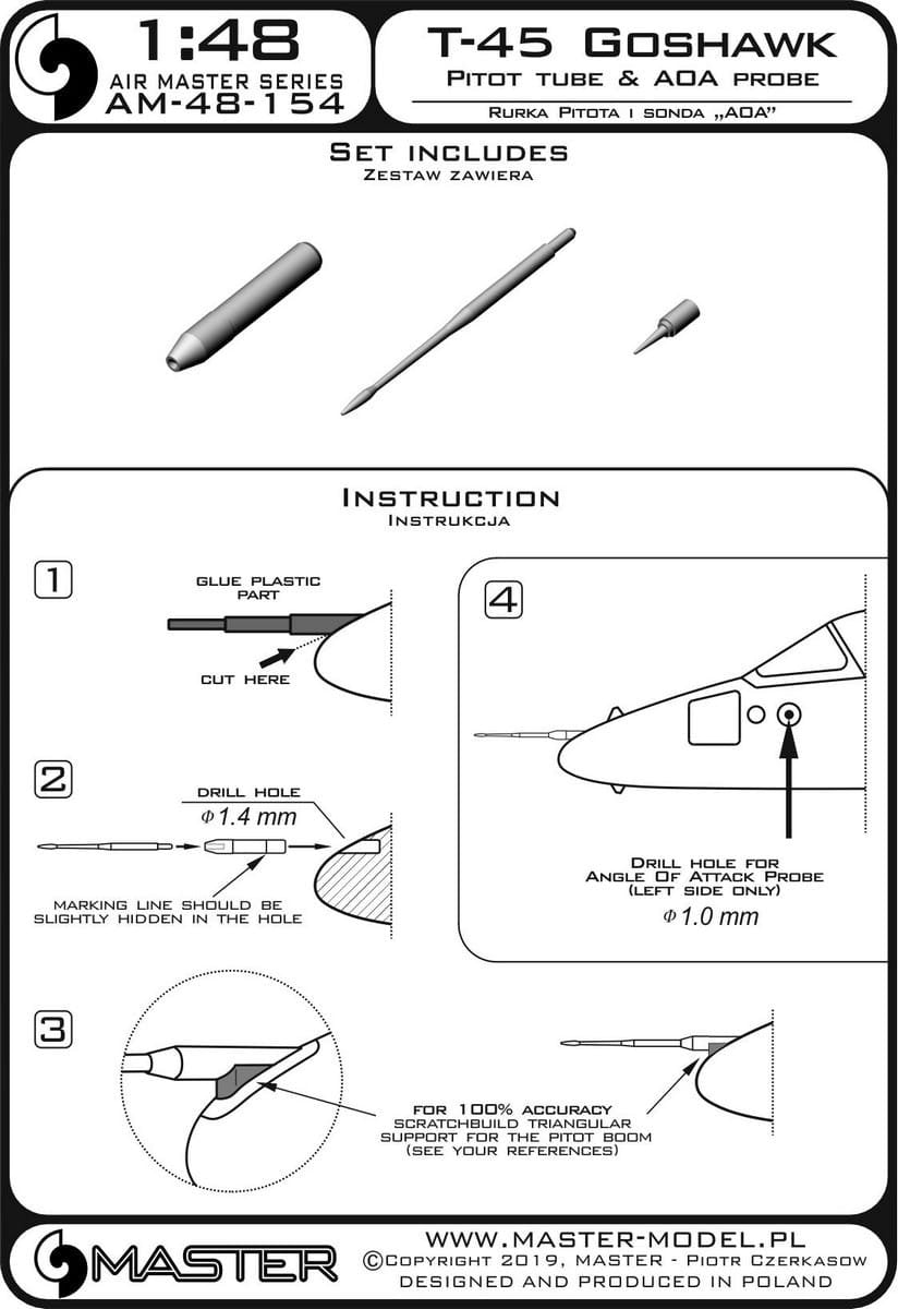 Master AM-48-154 T-45 Goshawk - Rurka Pitota oraz sonda Angle Of Attack 1/48 – imagen 4