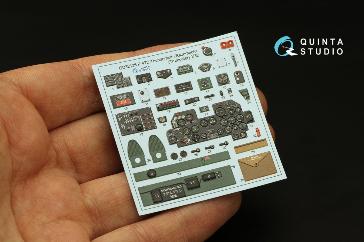 Quinta Studio QD32136 P-47D Razorback 3D-Printed &amp;amp; coloured Interior on decal paper (Trumpeter) 1/32 – Bild 3