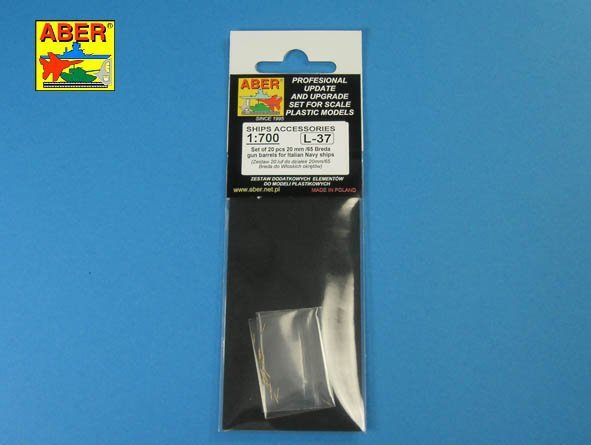 Aber 1/700L-037 Set of 20 pcs 20 mm L/65 Breda gun barrels for Italian Navy ships 1/700