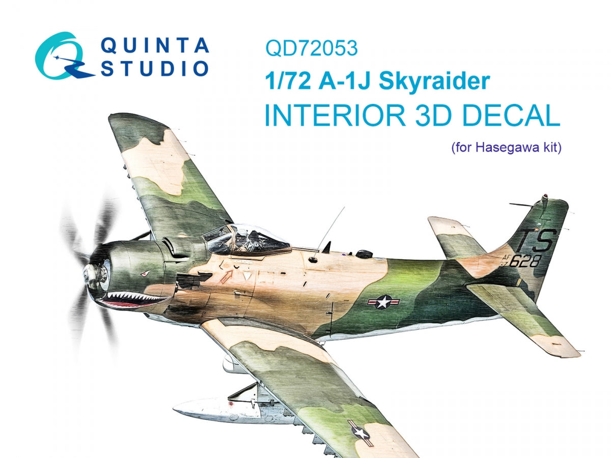 Quinta Studio QD72053 A-1J 3D-Printed &amp; colored Interior on decal paper (Hasegawa) 1/72