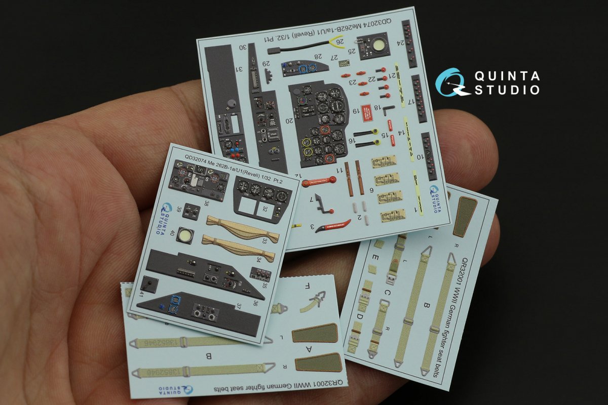 Quinta Studio QD32074 Me 262B1a/U-1 3D-Printed &amp;amp; coloured Interior on decal paper (Revell) 1/32 – Bild 11