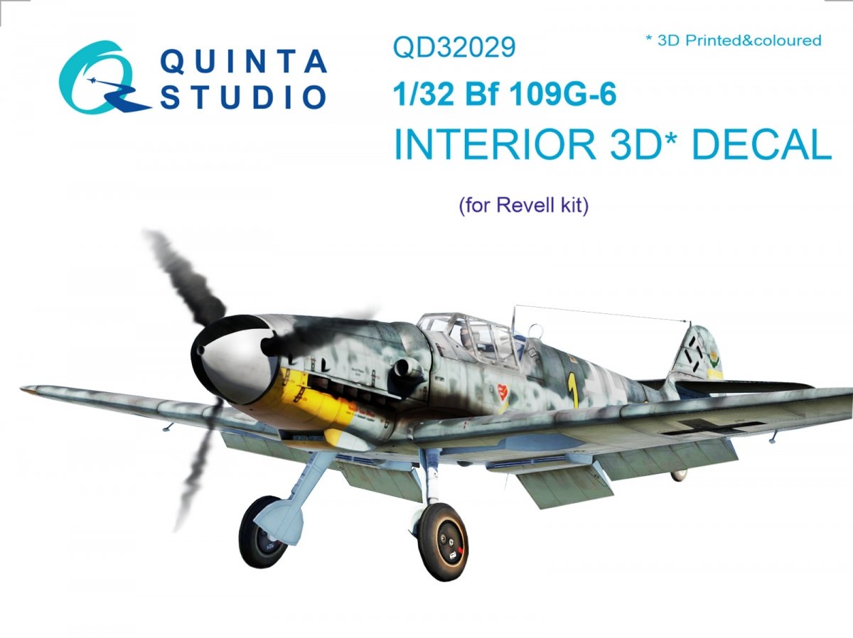 Quinta Studio QD32029 Bf 109G-6 3D-Printed &amp;amp; coloured Interior on decal paper (for Revell kit) 1/32