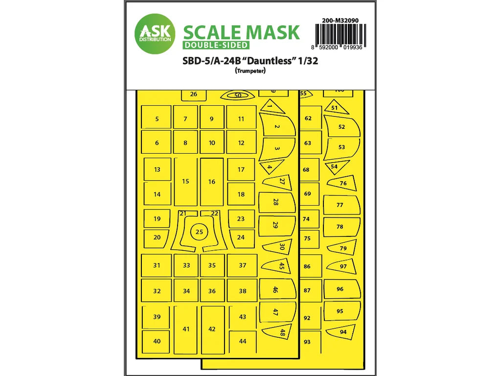 Art Scale Kit M32090 SBD-5/A-24B Dauntless Double-Sided Express Fit Mask for Trumpeter 1/32