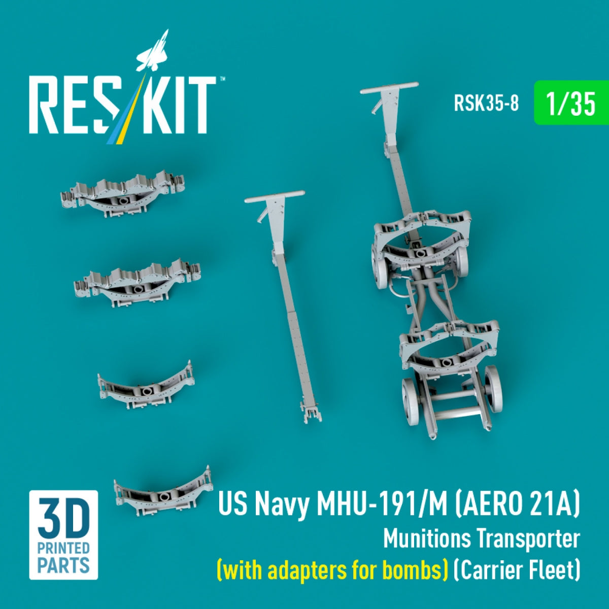 RESKIT RSK35-0008 US NAVY MHU-191/M (AERO 21A) Transporteur de munitions (avec adaptateurs pour bombes) (Flotte de porte-avions) (Maquette imprimée en 3D) 1/35 – image 3
