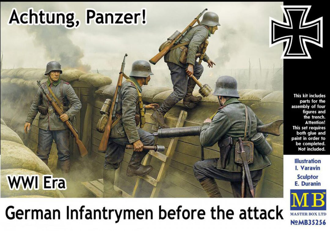 Master Box 35256 Achtung, Panzer! -WWI era- German Infantrymen before the attack 1/35