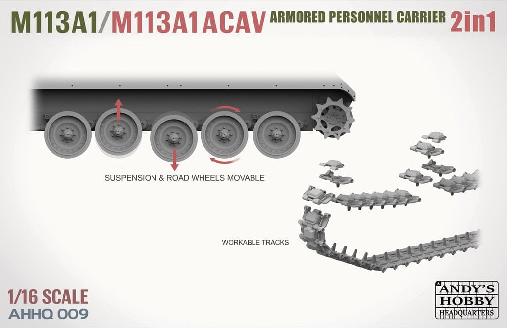 Andy&amp;#39;s Hobby Headquarters AHHQ-009 Kit M113A1 / M113A1 ACAV 2 en 1 1/16 – image 4