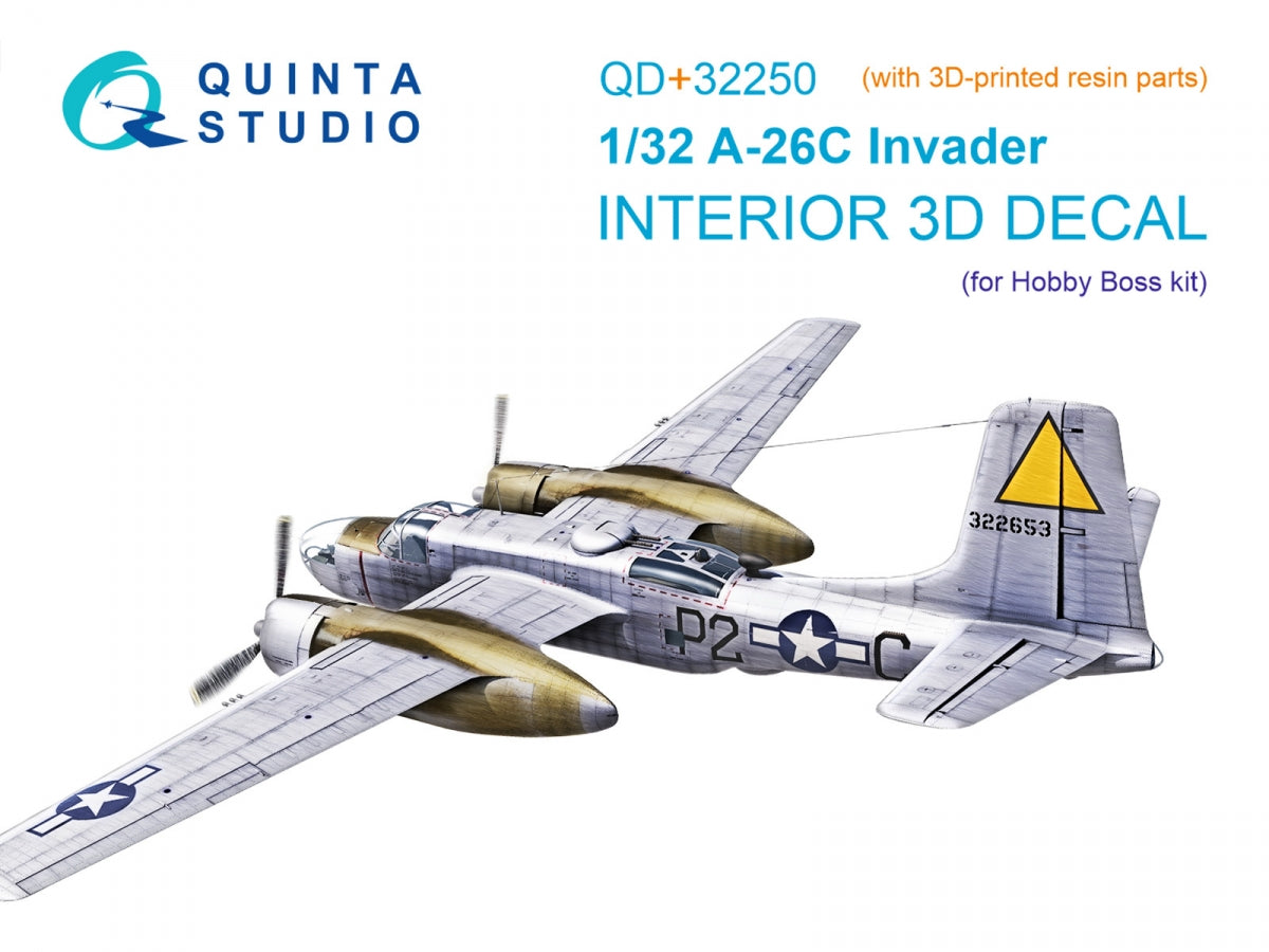 Quinta Studio QD+32250 A-26C Invader 3D-Printed & coloured Interior on decal paper (Hobby Boss) (with 3D-printed resin parts) 1/32