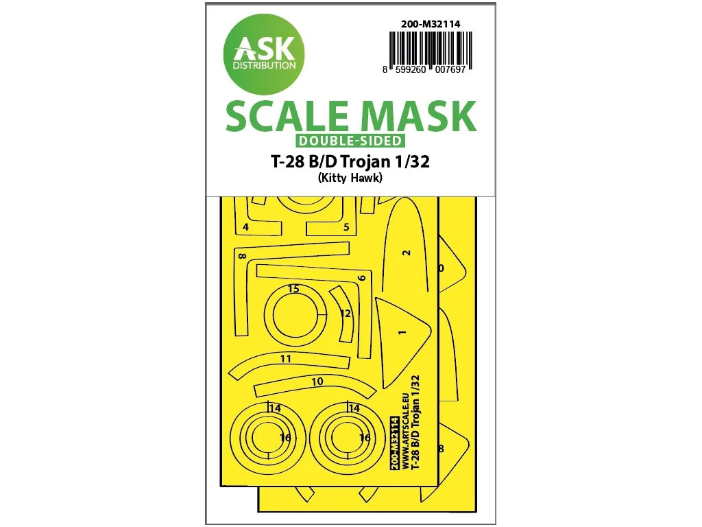 Art Scale Kit M32114 28-B/D Trojan Double-Sided Express Fit Mask for Kitty Hawk 1/32