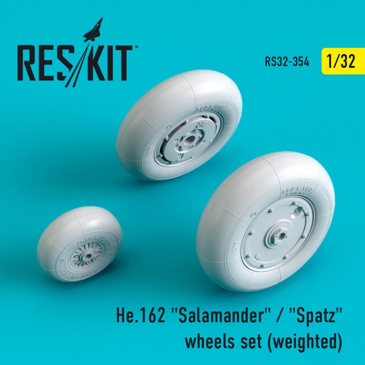 RESKIT RS32-0354 HE.162 "SALAMANDER" / "SPATZ" WHEELS SET (WEIGHTED) 1/32
