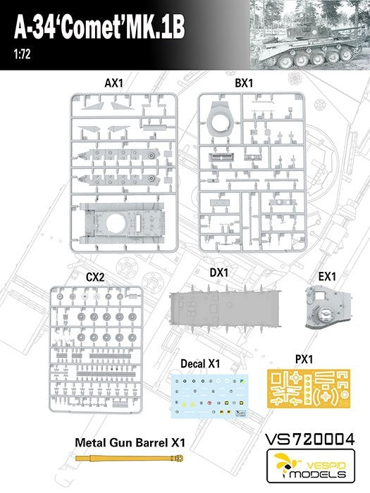 Vespid Models VS720004 A-34 Comet MK.1B 1/72 – imagen 4