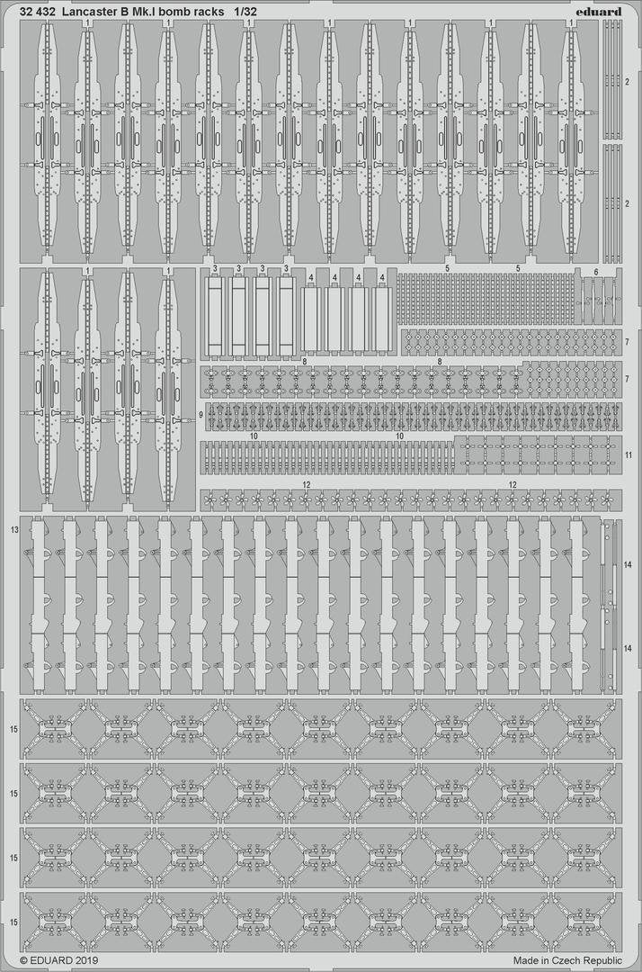 Eduard 32432 Lancaster B Mk. I bomb racks 1/32 HONG KONG MODELS