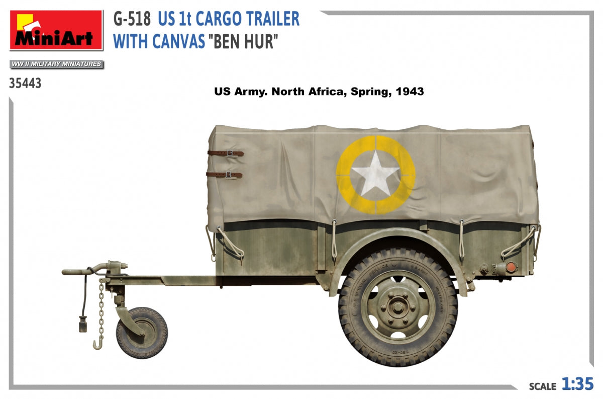 MiniArt 35443 G-518 US 1t CARGO TRAILER WITH CANVAS BEN HUR 1/35 – imagen 8