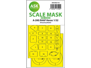 Art Scale Kit M32118 A-20 g RAAF Havoc One-Sided Express Fit Mask for HK Models 1/32