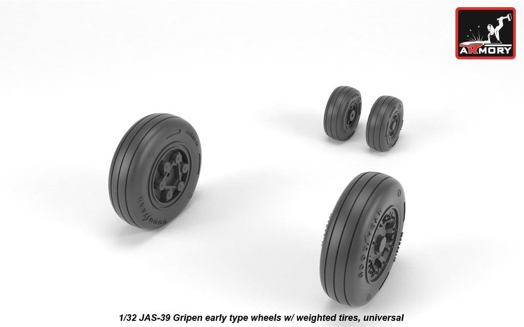 Armory Models AW32502 JAS-39 Gripen wheels w/ weighted tires, early 1/32 – imagen 2