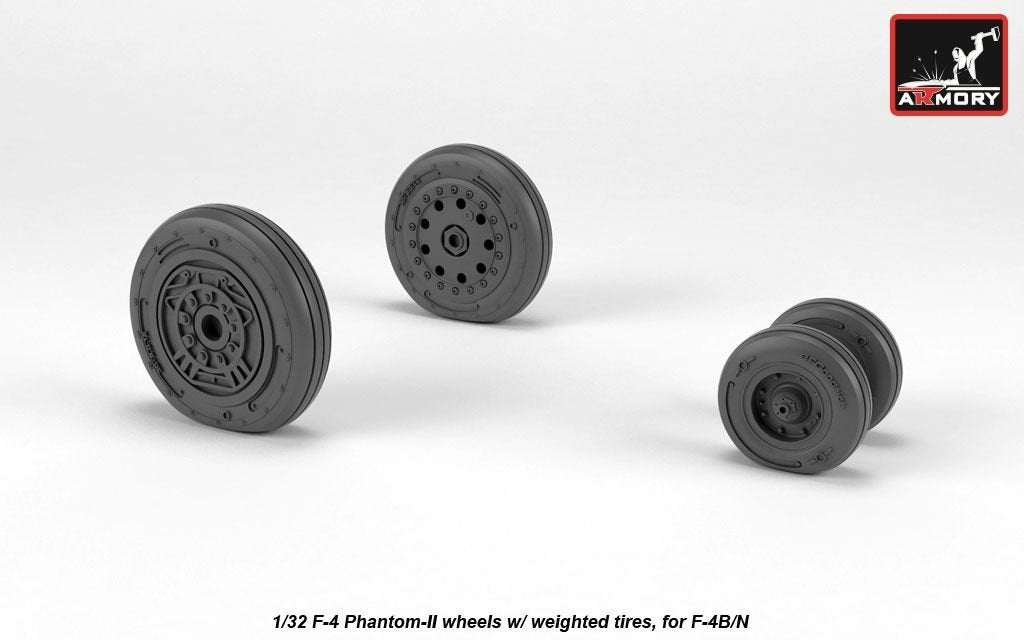 Armory Models AW32306 F-4 Phantom-II wheels w/ weighted tires, early 1/32
