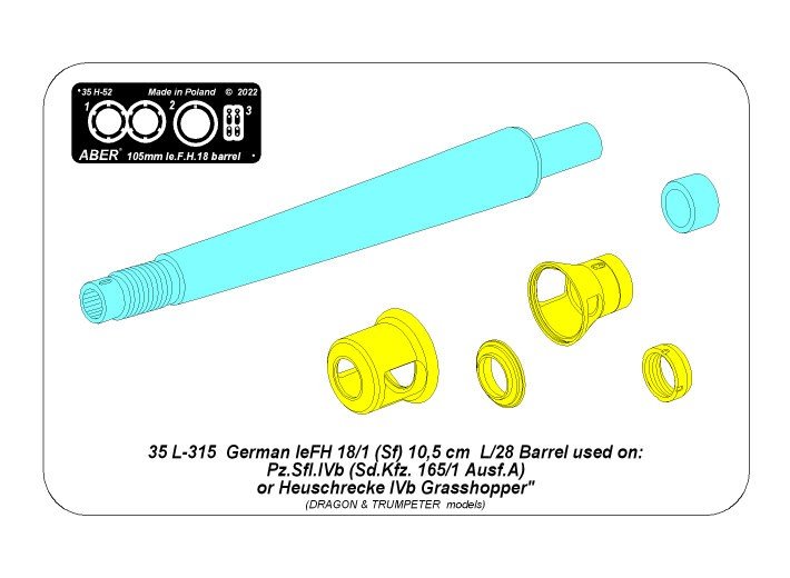 Aber 35L-315 Lufa leFH 18/1 (Sf) 10,5 cm L/28 do niemieckich dział samobieżnych Pz.Sfl.IVb 1/35 – zdjęcie 6