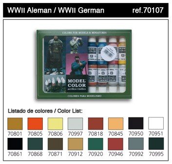 Vallejo WWII GERMAN (jeu de 16 couleurs) (70107)