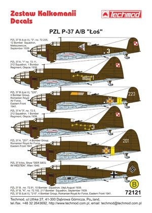 Techmod 72121 - PZL-37A/B Łoś 1/72 – immagine 2