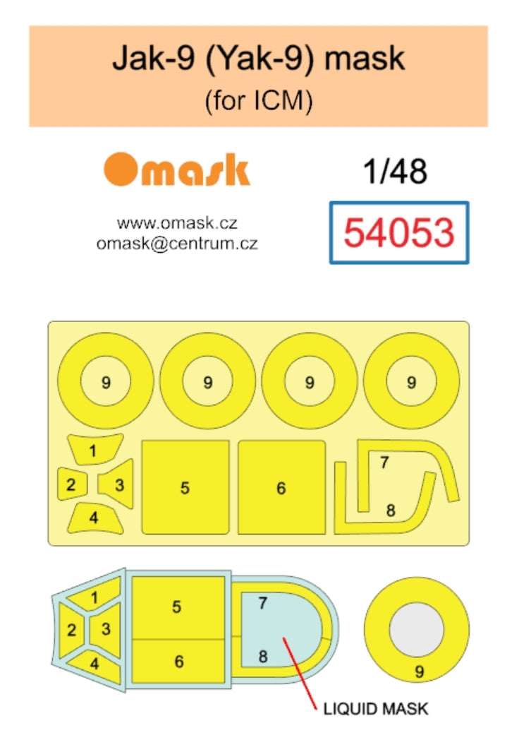 Omask 54053 Jak-9 (Yak-9) mask (for ICM) 1/48 – immagine 2