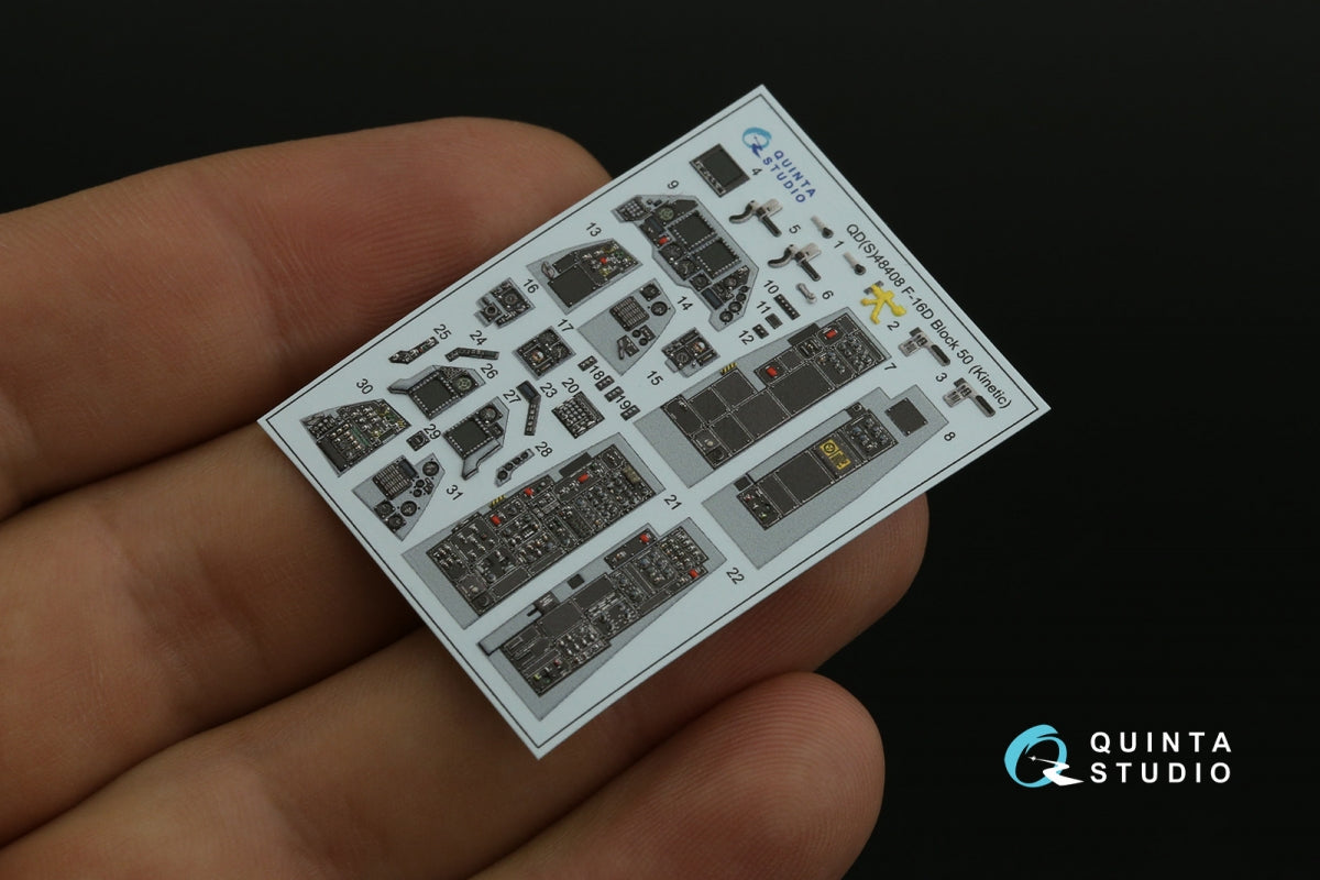 Quinta Studio QDS-48408 F-16D block 50 3D-Printed &amp;amp; coloured Interior on decal paper (Kinetic 2022 tool) (small) 1/48 – imagen 5