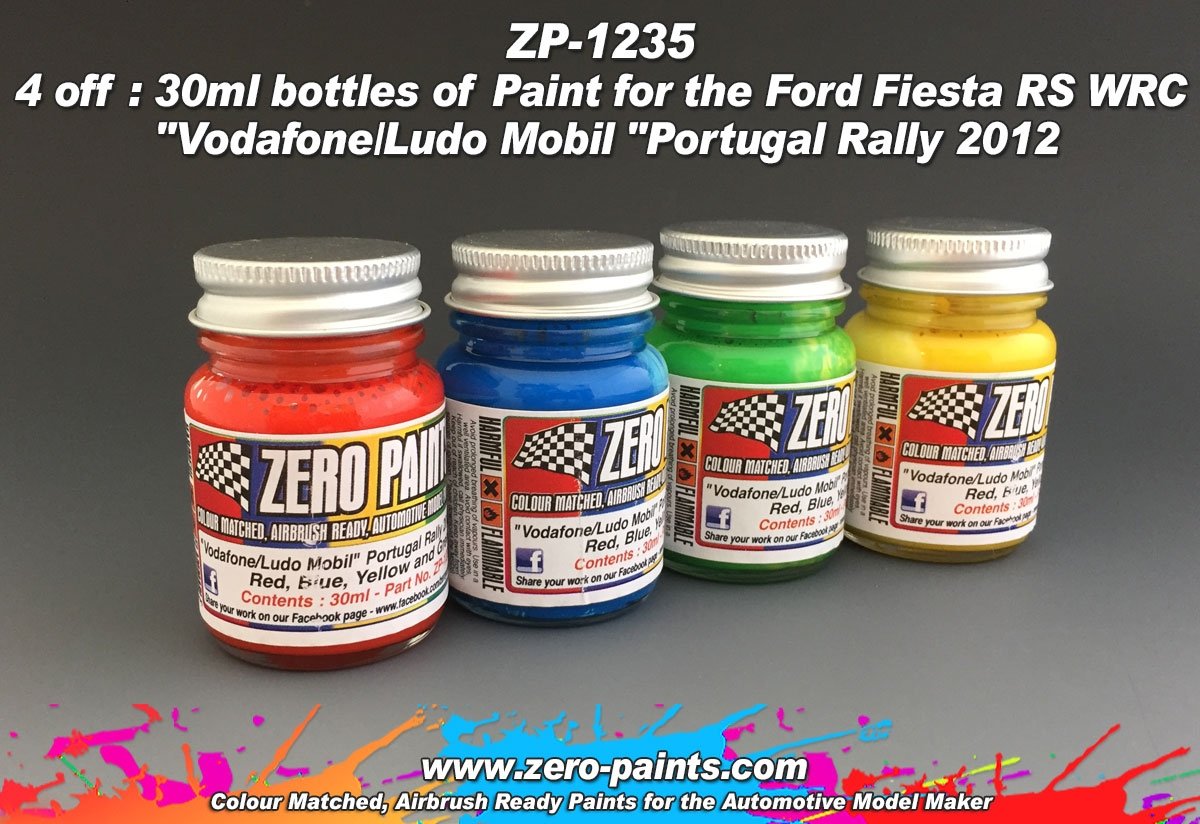 Kit de peinture Zero Paints ZP-1235 Vodafone/Ludo Mobil pour voitures de rallye (4 x 30 ml)