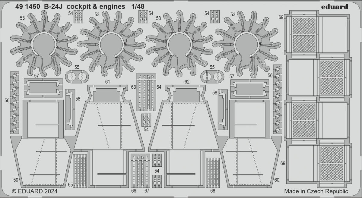 Eduard 491450 B-24J cockpit &amp;amp; engines HOBBY BOSS 1/48 – zdjęcie 2