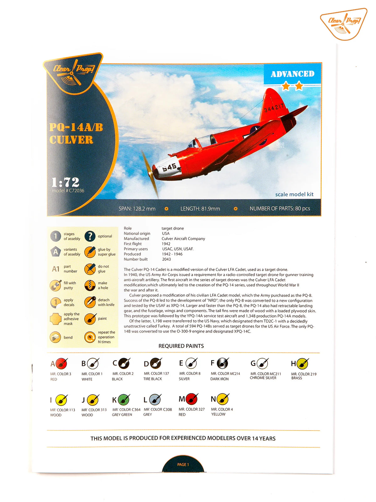 Clear Prop! CP72036 Culver PQ-14 A/B 1/72 – immagine 5