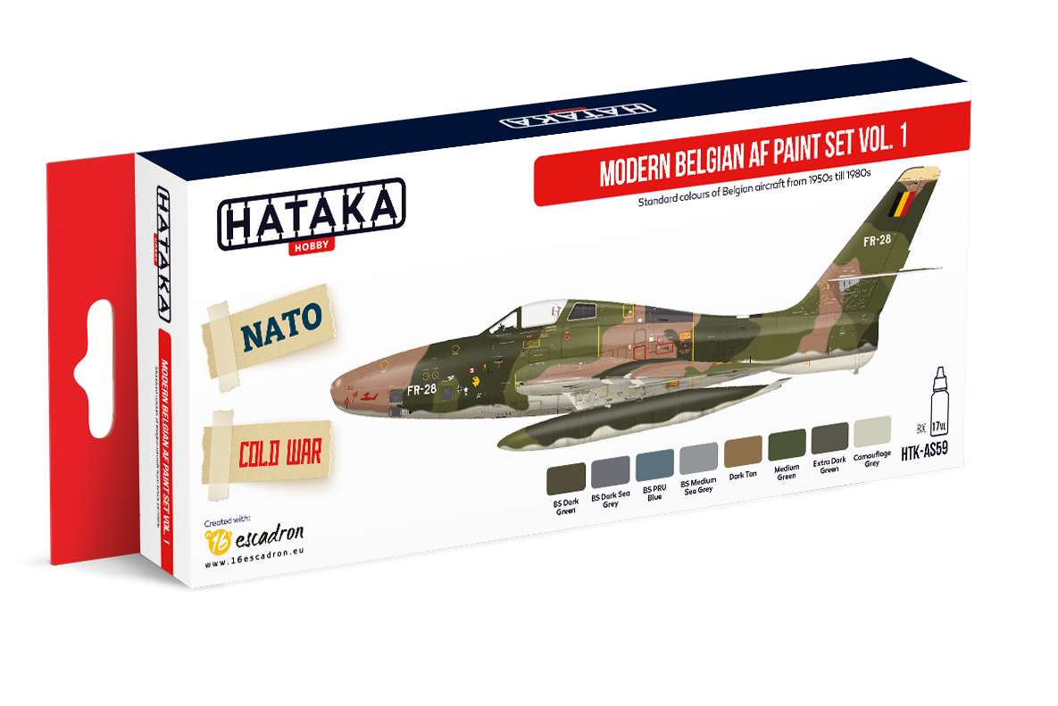 Coffret de peinture Hataka HTK-AS59 Modern Belgian AF vol. 1 (8x17ml)